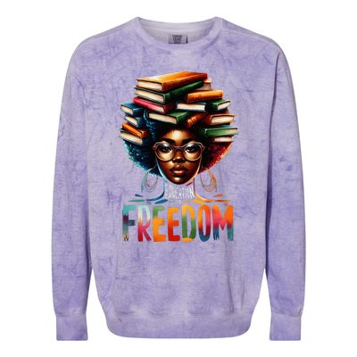 Education Is Freedom Black Teacher Books Black History Month Colorblast Crewneck Sweatshirt