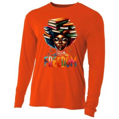 Education Is Freedom Black Teacher Books Black History Month Cooling Performance Long Sleeve Crew