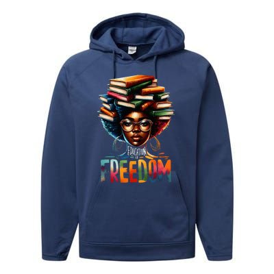 Education Is Freedom Black Teacher Books Black History Month Performance Fleece Hoodie