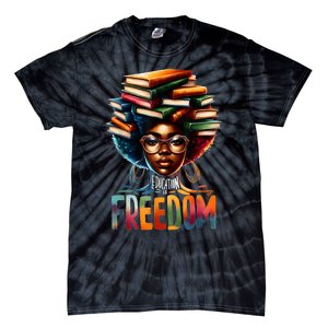 Education Is Freedom Black Teacher Books Black History Month Tie-Dye T-Shirt