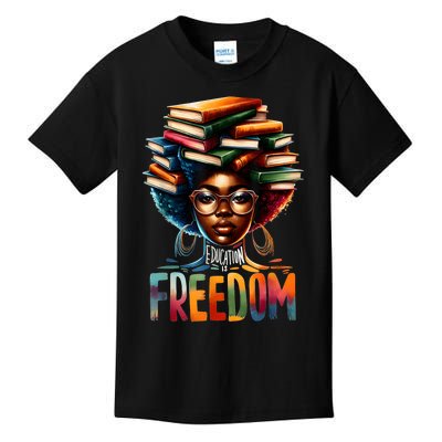 Education Is Freedom Black Teacher Books Black History Month Kids T-Shirt