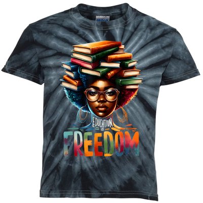 Education Is Freedom Black Teacher Books Black History Month Kids Tie-Dye T-Shirt