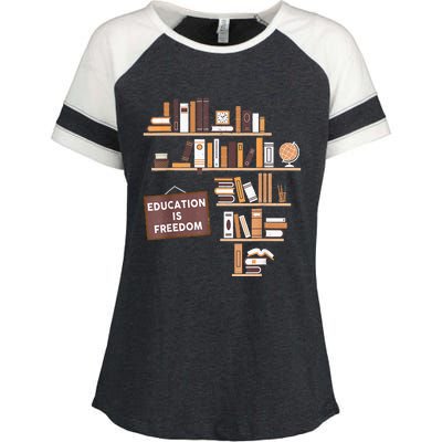 Education Is Freedom African American Black History Educator Enza Ladies Jersey Colorblock Tee