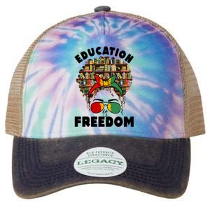 Education Is Freedom Black Magic Funny Gift Black History Gift Legacy Tie Dye Trucker Hat