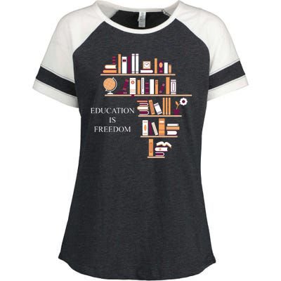 Education Is Freedom Enza Ladies Jersey Colorblock Tee