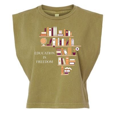 Education Is Freedom Garment-Dyed Women's Muscle Tee