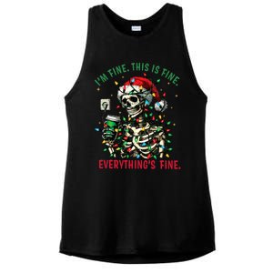 Everything Is Fine Christmas Lights Xmas Skeleton Halloween Ladies PosiCharge Tri-Blend Wicking Tank