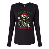 Everything Is Fine Christmas Lights Xmas Skeleton Halloween Womens Cotton Relaxed Long Sleeve T-Shirt