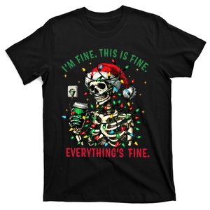 Everything Is Fine Christmas Lights Xmas Skeleton Halloween T-Shirt