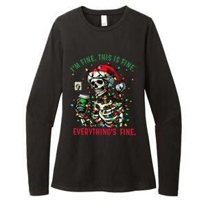 Everything Is Fine Christmas Lights Xmas Skeleton Halloween Womens CVC Long Sleeve Shirt