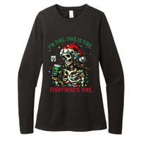 Everything Is Fine Christmas Lights Xmas Skeleton Halloween Womens CVC Long Sleeve Shirt