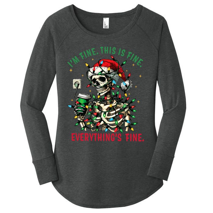 Everything Is Fine Christmas Lights Xmas Skeleton Halloween Women's Perfect Tri Tunic Long Sleeve Shirt