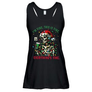 Everything Is Fine Christmas Lights Xmas Skeleton Halloween Ladies Essential Flowy Tank