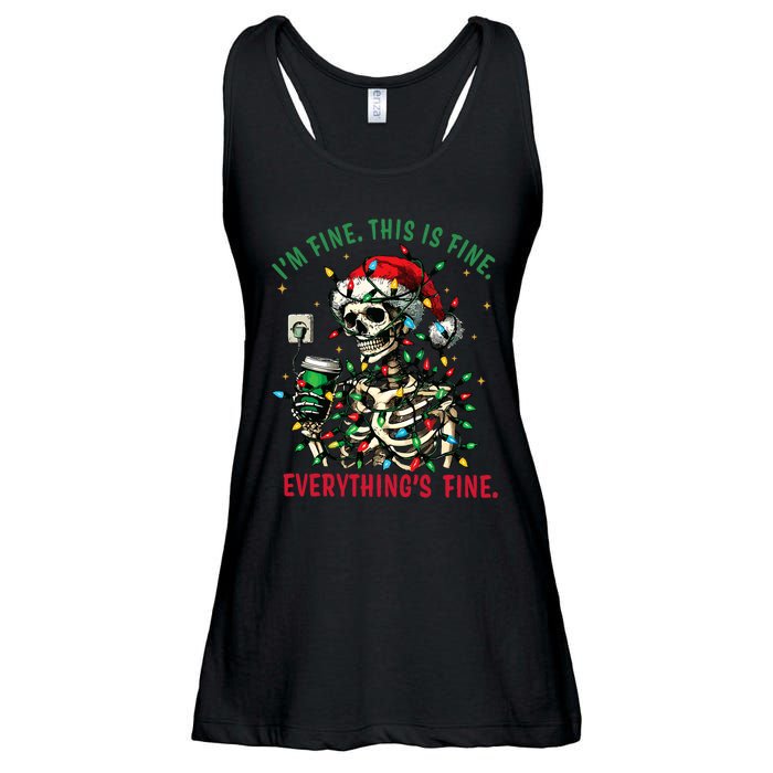 Everything Is Fine Christmas Lights Xmas Skeleton Halloween Ladies Essential Flowy Tank