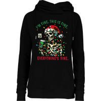 Everything Is Fine Christmas Lights Xmas Skeleton Halloween Womens Funnel Neck Pullover Hood