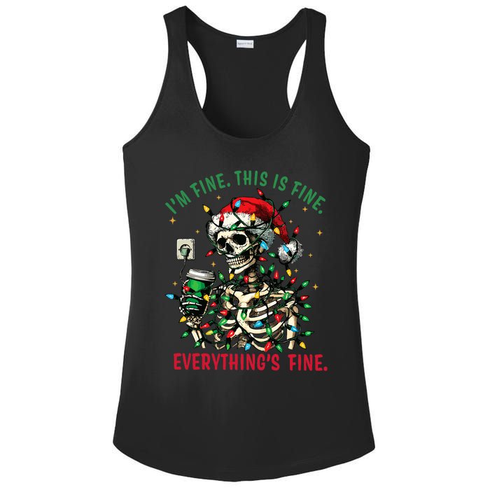 Everything Is Fine Christmas Lights Xmas Skeleton Halloween Ladies PosiCharge Competitor Racerback Tank