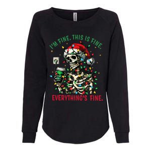 Everything Is Fine Christmas Lights Xmas Skeleton Halloween Womens California Wash Sweatshirt