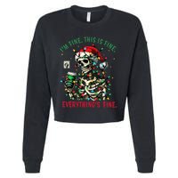 Everything Is Fine Christmas Lights Xmas Skeleton Halloween Cropped Pullover Crew