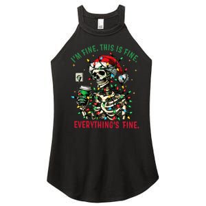 Everything Is Fine Christmas Lights Xmas Skeleton Halloween Women's Perfect Tri Rocker Tank