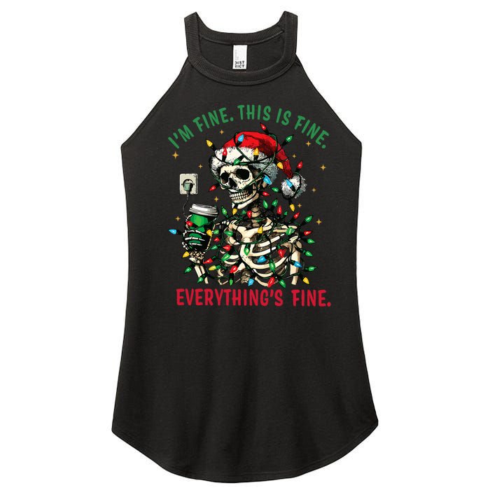 Everything Is Fine Christmas Lights Xmas Skeleton Halloween Women's Perfect Tri Rocker Tank