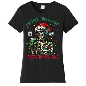 Everything Is Fine Christmas Lights Xmas Skeleton Halloween Women's T-Shirt