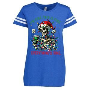 Everything Is Fine Christmas Lights Xmas Skeleton Halloween Enza Ladies Jersey Football T-Shirt