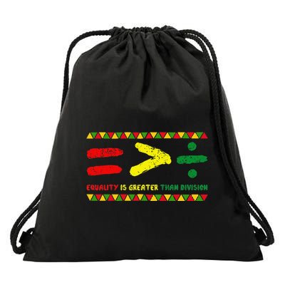 Equality Is Greater Than Division Distressed Drawstring Bag