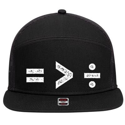 Equality Is Greater Than Division Symbols 7 Panel Mesh Trucker Snapback Hat