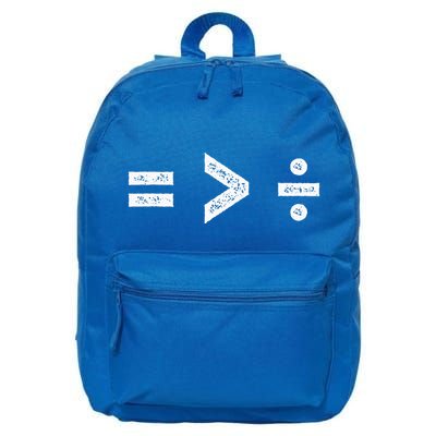 Equality Is Greater Than Division Symbols 16 in Basic Backpack