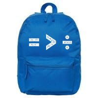 Equality Is Greater Than Division Symbols 16 in Basic Backpack