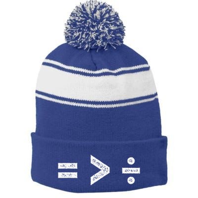 Equality Is Greater Than Division Symbols Stripe Pom Pom Beanie