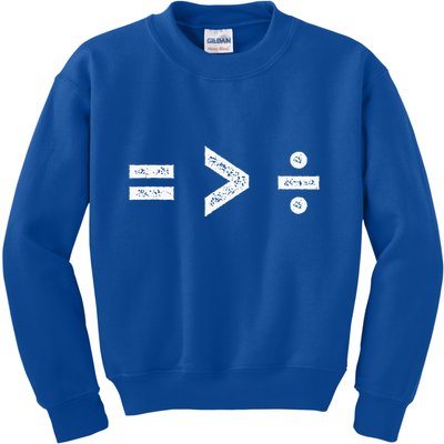 Equality Is Greater Than Division Symbols Kids Sweatshirt