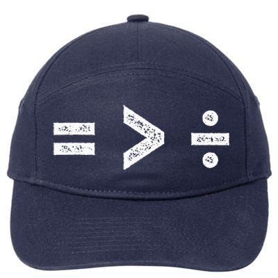 Equality Is Greater Than Division Symbols 7-Panel Snapback Hat