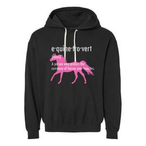 Equine Introvert Gift Funny Horse Lover Garment-Dyed Fleece Hoodie