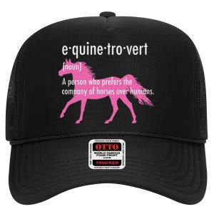 Equine Introvert Gift Funny Horse Lover High Crown Mesh Back Trucker Hat