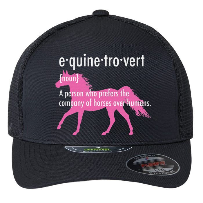 Equine Introvert Gift Funny Horse Lover Flexfit Unipanel Trucker Cap