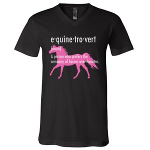 Equine Introvert Gift Funny Horse Lover V-Neck T-Shirt