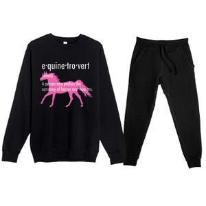 Equine Introvert Gift Funny Horse Lover Premium Crewneck Sweatsuit Set