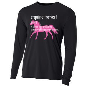 Equine Introvert Gift Funny Horse Lover Cooling Performance Long Sleeve Crew