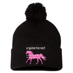 Equine Introvert Gift Funny Horse Lover Pom Pom 12in Knit Beanie