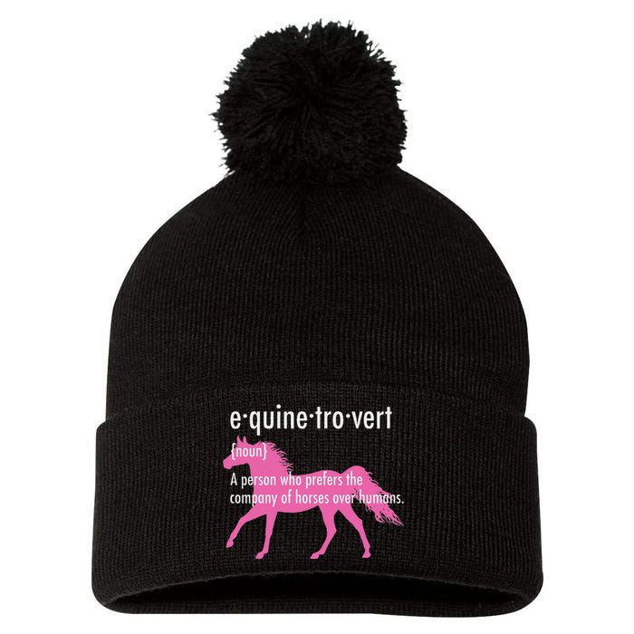 Equine Introvert Gift Funny Horse Lover Pom Pom 12in Knit Beanie