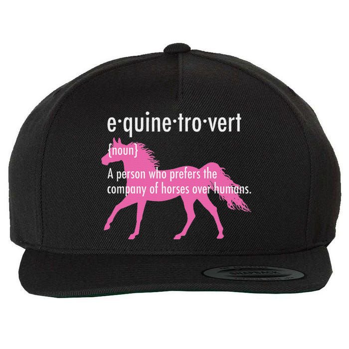 Equine Introvert Gift Funny Horse Lover Wool Snapback Cap