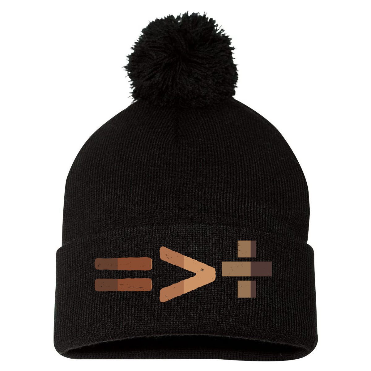 Equality Is Greater Than Division Unity Pom Pom 12in Knit Beanie