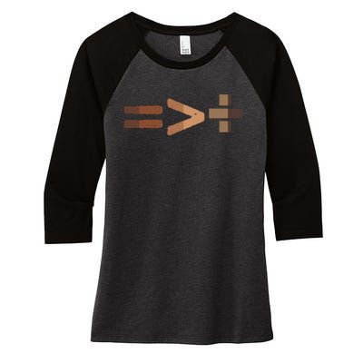 Equality Is Greater Than Division Unity Women's Tri-Blend 3/4-Sleeve Raglan Shirt