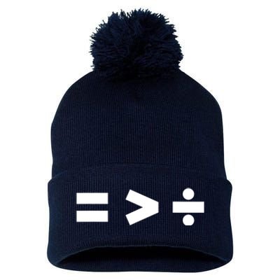 Equality Is Greater Than Division Math Symbols Equal Rights Pom Pom 12in Knit Beanie