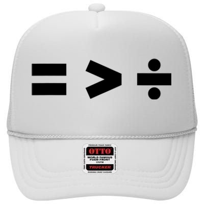 Equality Is Greater Than Division Math Symbols Equal Rights High Crown Mesh Back Trucker Hat