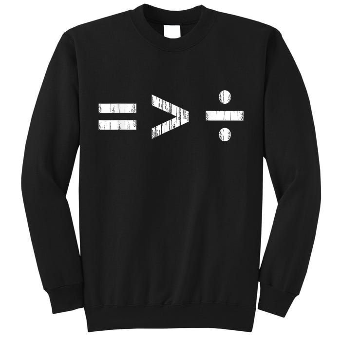 Equal Is Greater Than Divided BLM Equality Unity Love Tall Sweatshirt