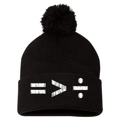 Equal Is Greater Than Divided BLM Equality Unity Love Pom Pom 12in Knit Beanie