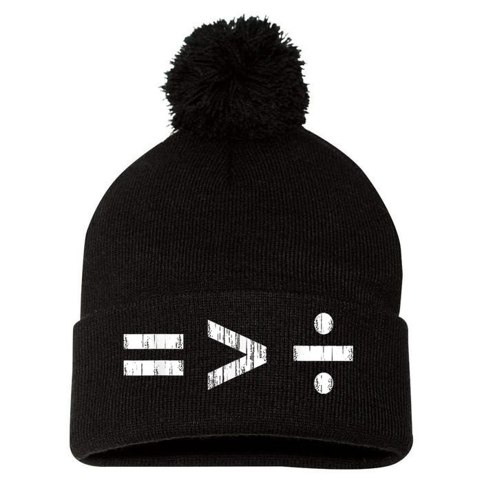 Equal Is Greater Than Divided BLM Equality Unity Love Pom Pom 12in Knit Beanie