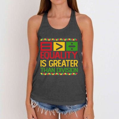 Equality Is Greater Than Division Math Women's Knotted Racerback Tank